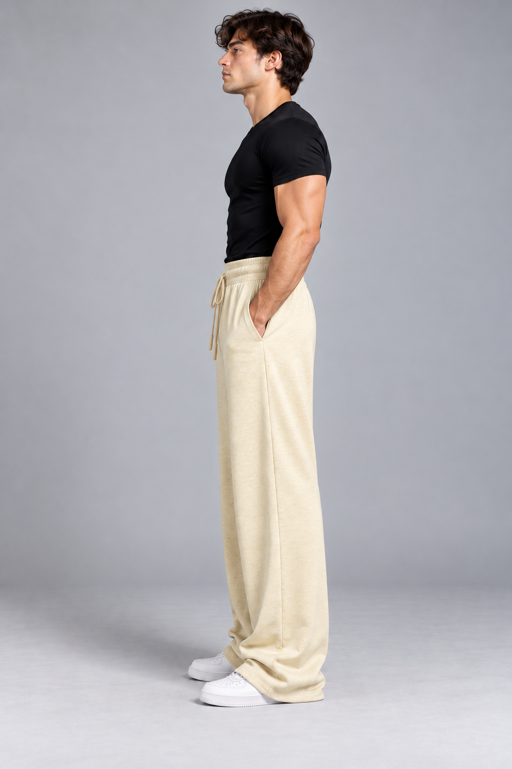 Thumbnail 3 of Beige Wide Leg Joggers
