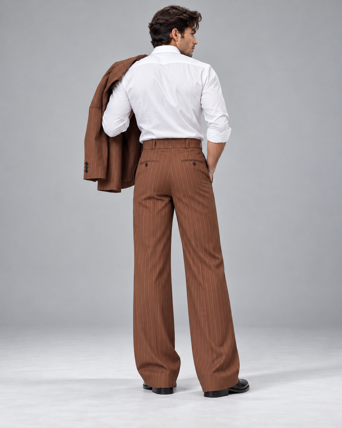 Thumbnail 4 of Brown Pinstripe Flared Pants