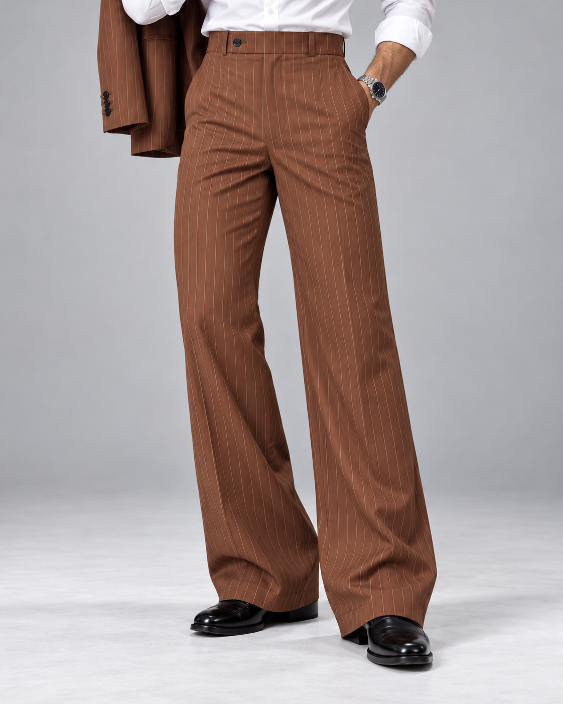 Thumbnail 5 of Brown Pinstripe Flared Pants