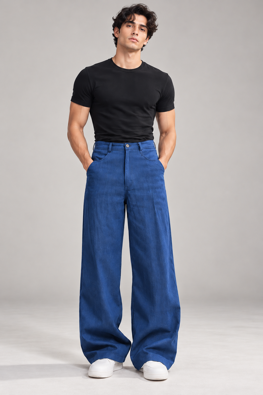 Classic Indigo Drape Jeans in Indigo