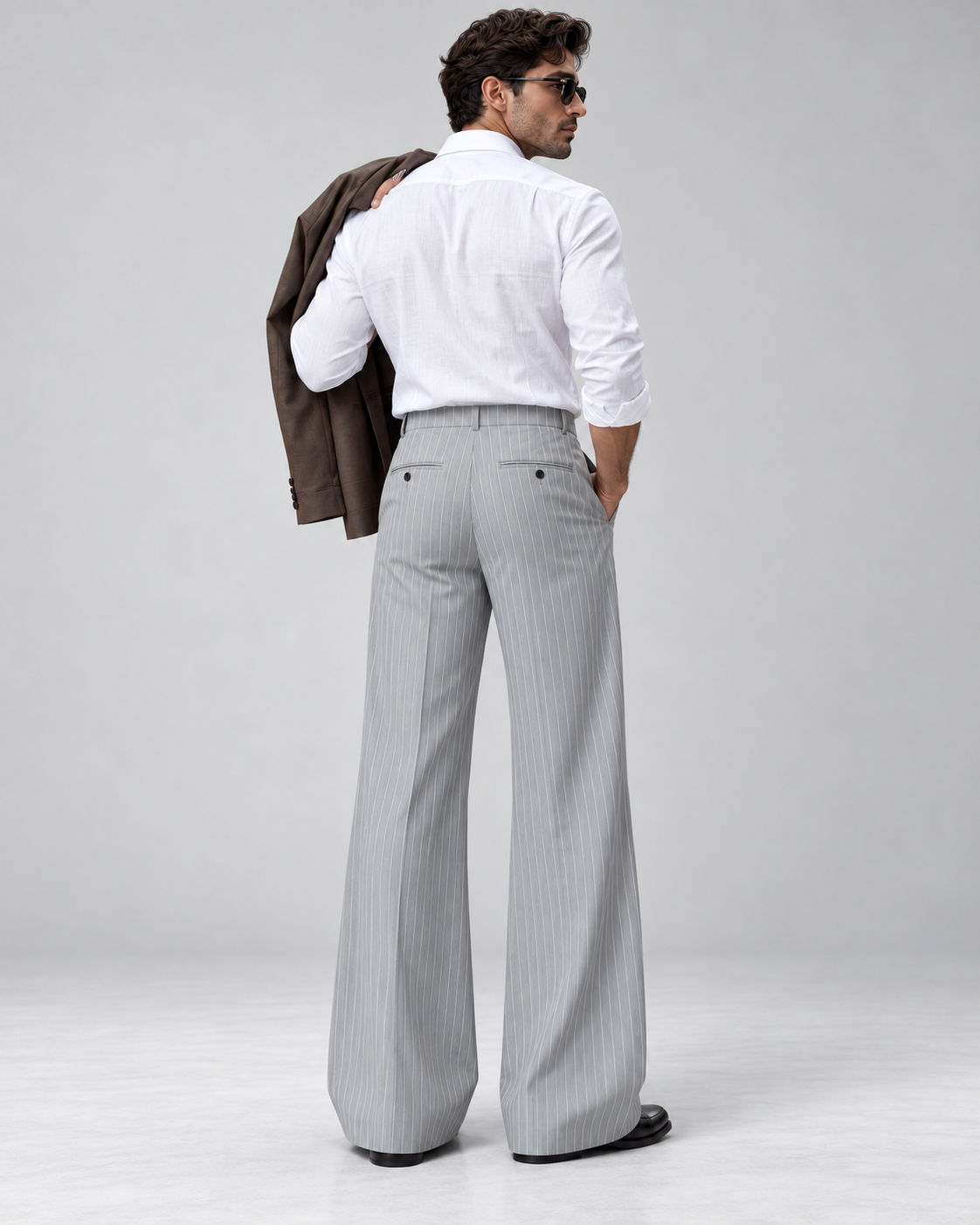 Thumbnail 4 of Grey Pinstripe Flared Pants