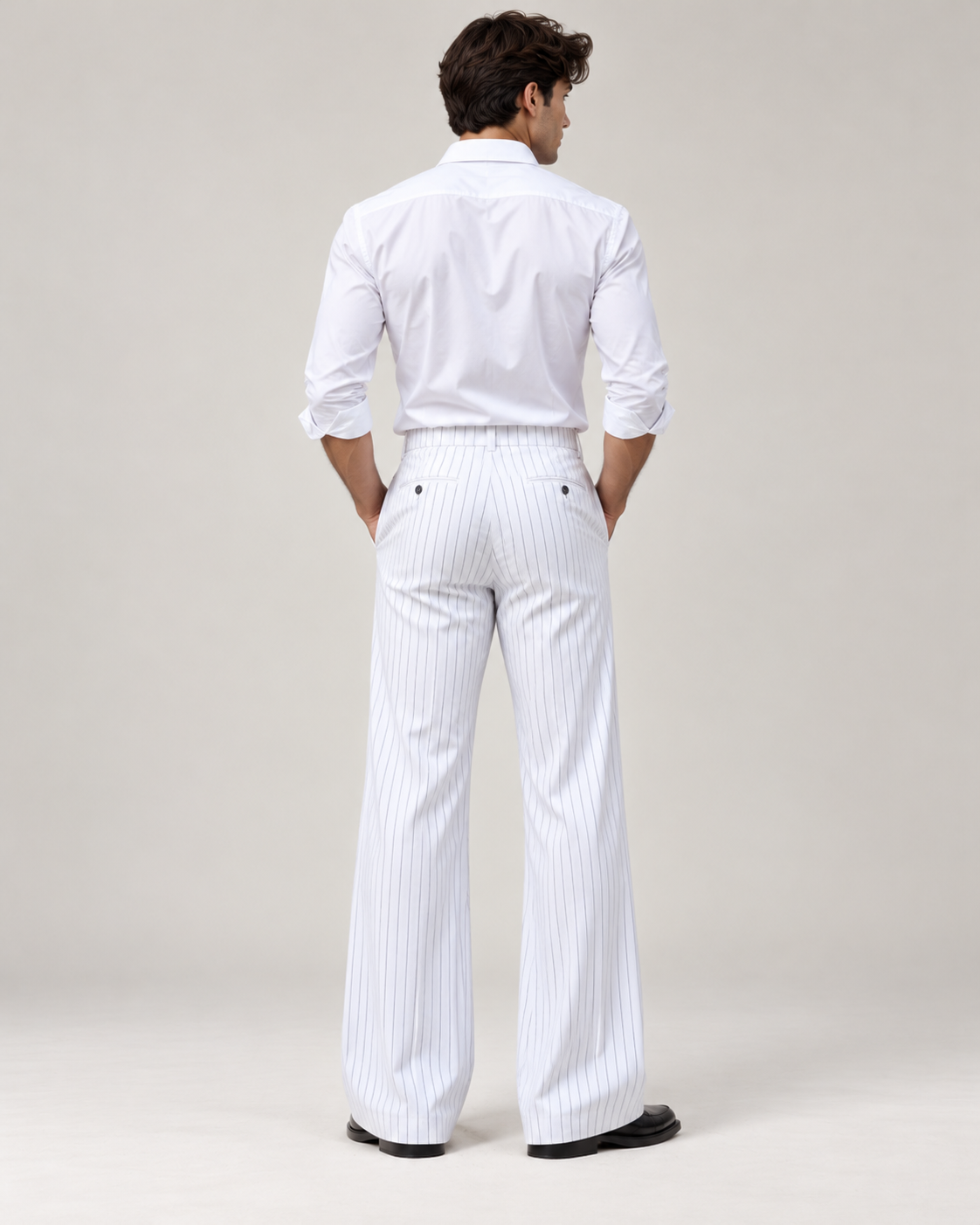 Thumbnail 4 of White Pinstripe Flared Pants
