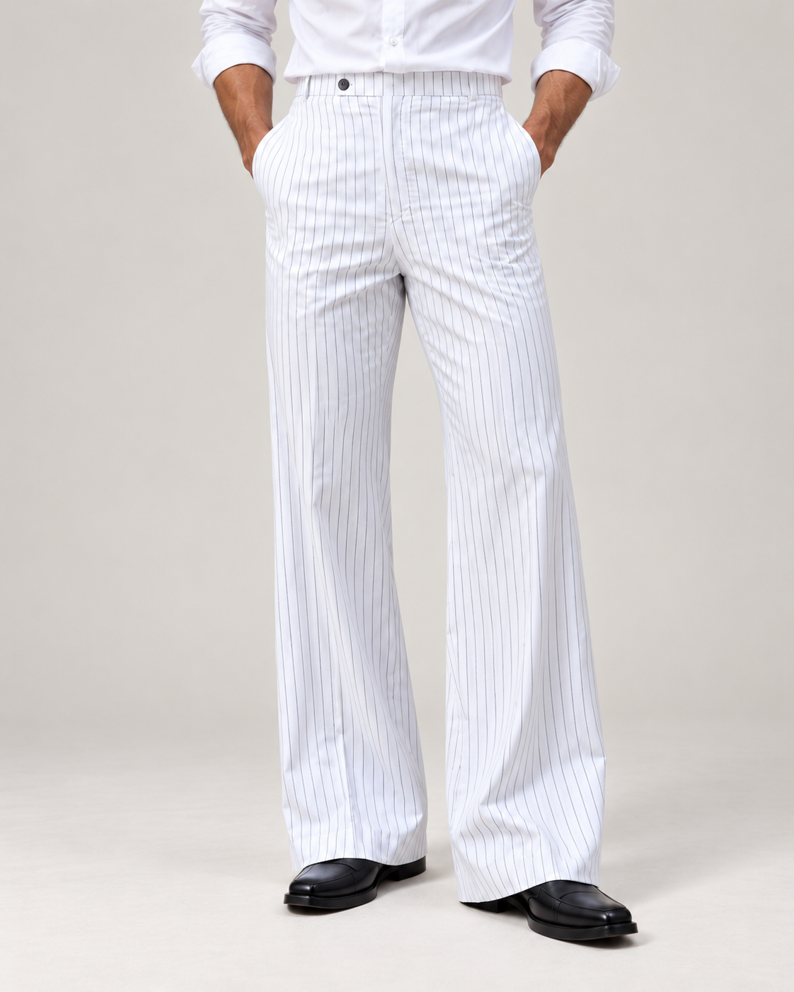 Thumbnail 5 of White Pinstripe Flared Pants